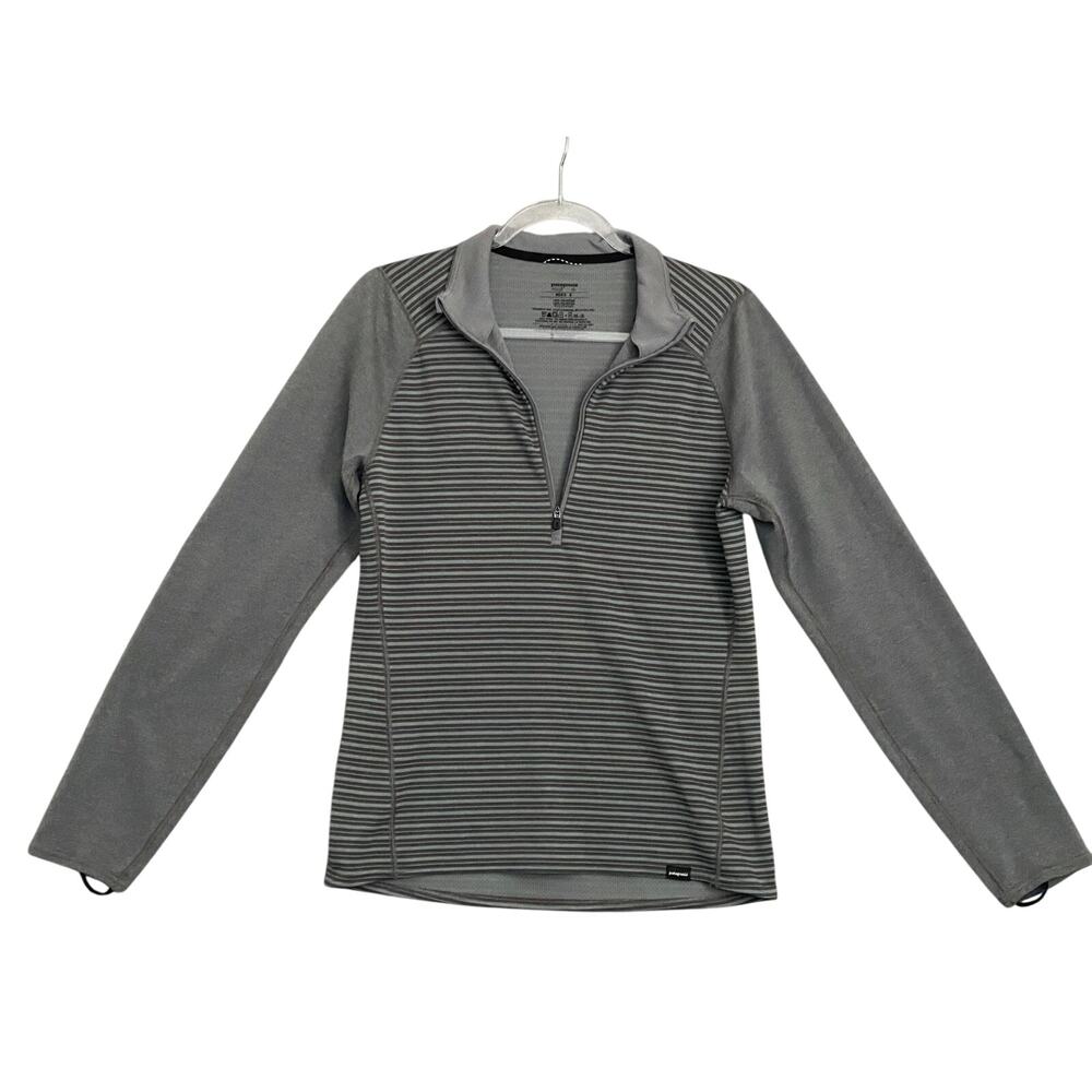 Patagonia Mens Zip Mock Neck Gray Striped Long Sleeve Sweatshirt Size Small